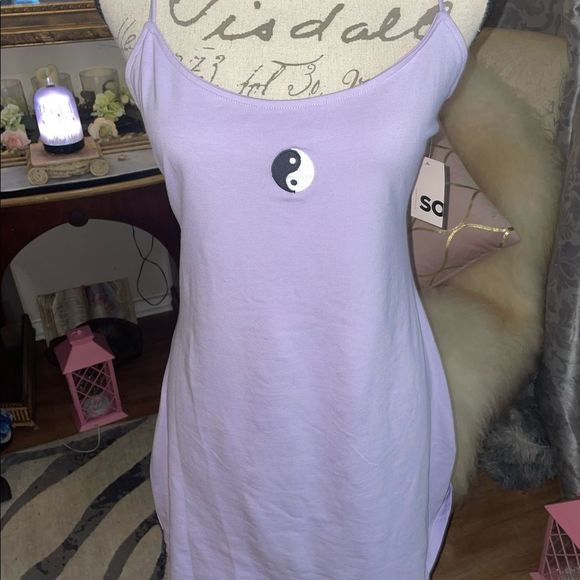 LAVENDER SUNDRESS W:YIN& YANG TIE BACK - Picture 4 of 10